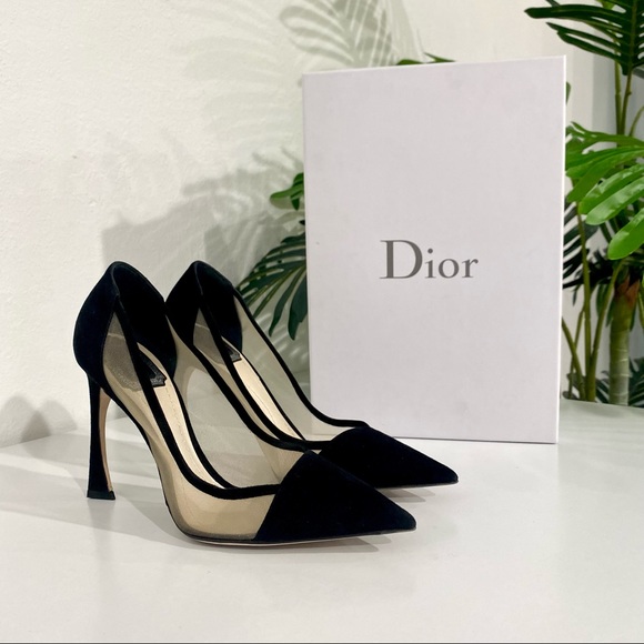 SOLD Authentic Christian Dior Black Suede & Mesh Songe Heels size 37 - Picture 3 of 12
